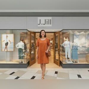 NWT- J.Jill /Pure Jill Linen Dress | Color:  Orange/Mustard | Size: M (petite)